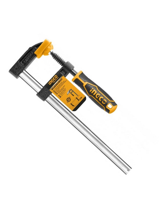 INGCO F Clamps (50x150mm), Steel f clamp with Rubberized Handle and Surface Protection PVC Cover for Better Grip Metal F Clamps for Woodworking Glass and Welding Works - Image 1