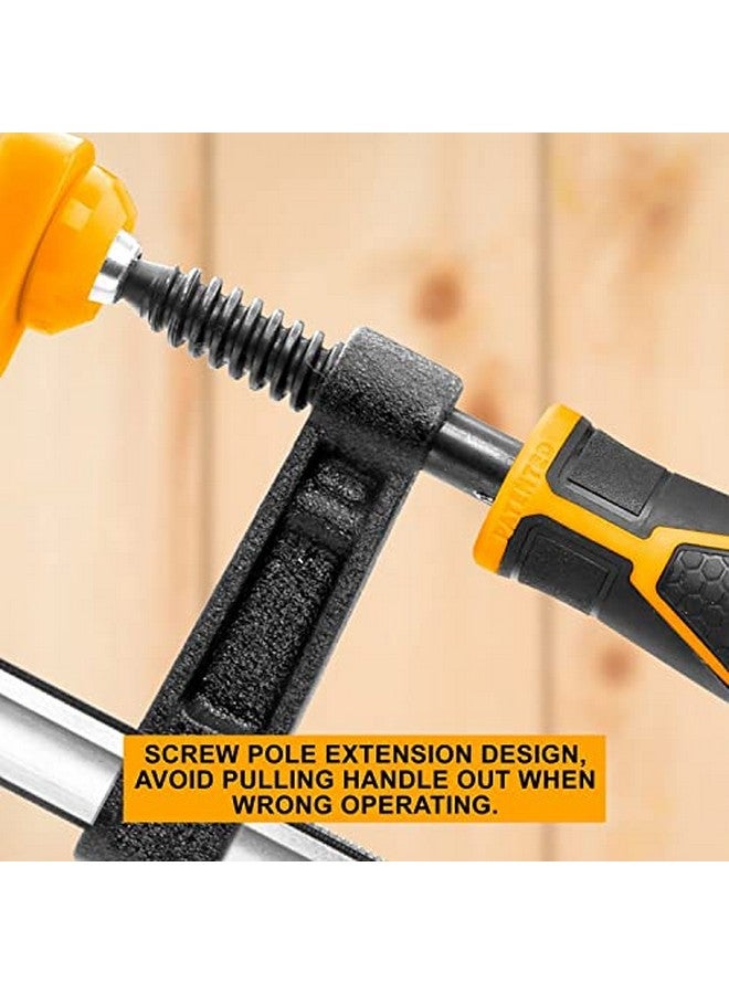 INGCO F Clamps (50x150mm), Steel f clamp with Rubberized Handle and Surface Protection PVC Cover for Better Grip Metal F Clamps for Woodworking Glass and Welding Works - Image 3