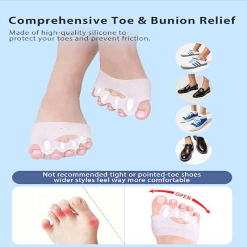 Silicone Toe Separator, Toe Orthosis, Toe Orthosis, Breathable Soft and Comfortable Silicone Foot Pads (White, 1 Pack) - Image 4