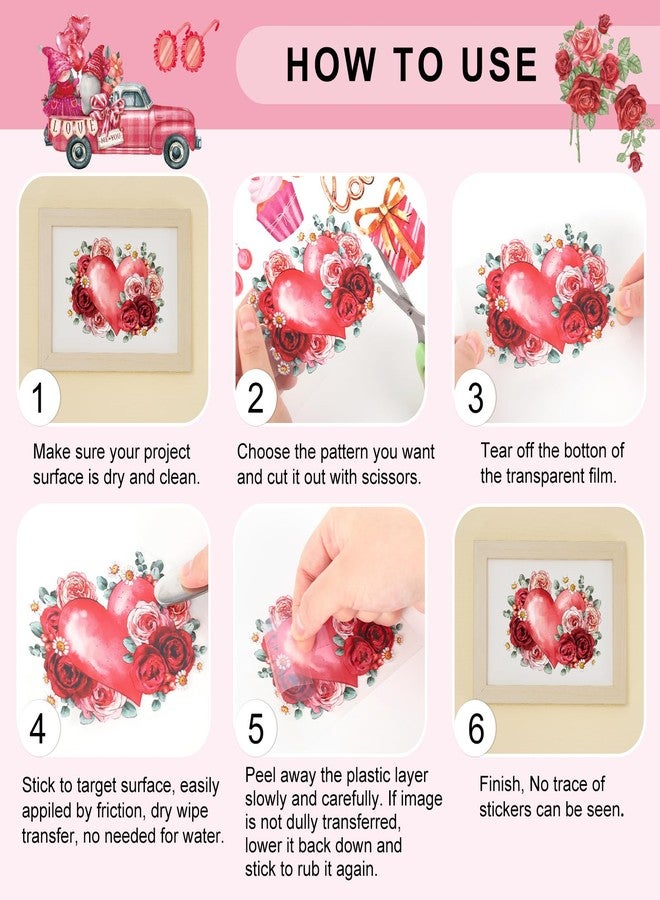 وولاين مجموعة ملصقات عيد الحب من والين، 12 ورقة، قابلة للفرك، مثالية للأعمال اليدوية، بتصميمات قلوب وورود وشاحنات بألوان مائية، ملصقات أثاث قابلة للفرك، لتزيين المنزل والمكتب والمدرسة، مقاس 5.5 × 5.5 بوصة - Image 3