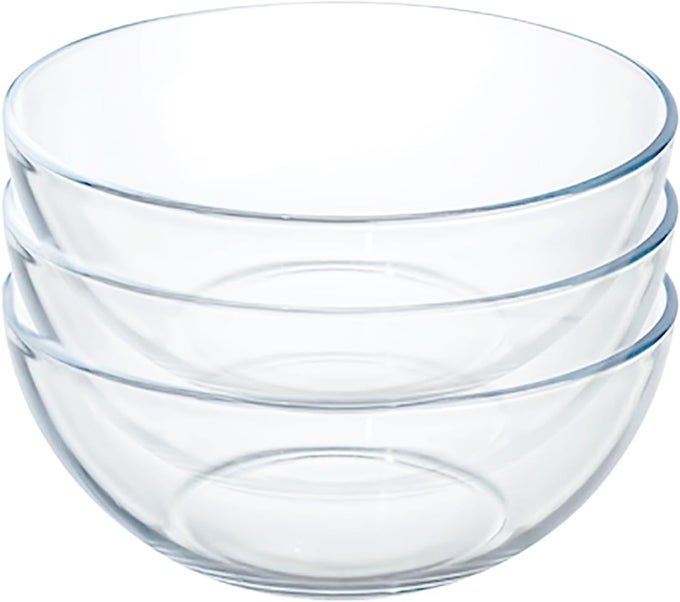 5 INCH GLASS MIXING BOWLS SET ROUND SMALL GLASS SALAD BOWLS FOR KITCHEN SET OF 3