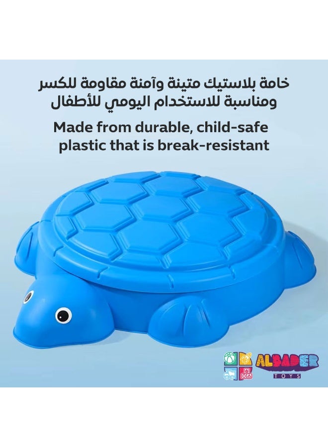 AL BADER ALBADER Kids Sandbox with Lid, 2-in-1 Sand and Water Play Table, Turtle Sand Play Box for Toddlers, Plastic Outdoor Indoor Garden Beach Sensory Toy, Kids Ball Pit Water Table (Blue) - Image 2