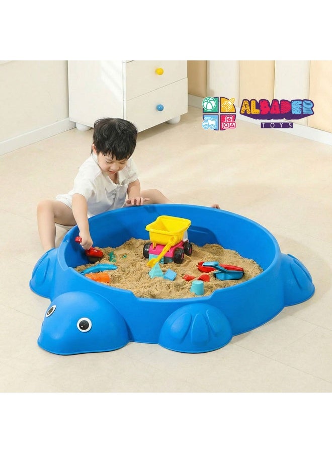 AL BADER ALBADER Kids Sandbox with Lid, 2-in-1 Sand and Water Play Table, Turtle Sand Play Box for Toddlers, Plastic Outdoor Indoor Garden Beach Sensory Toy, Kids Ball Pit Water Table (Blue) - Image 3