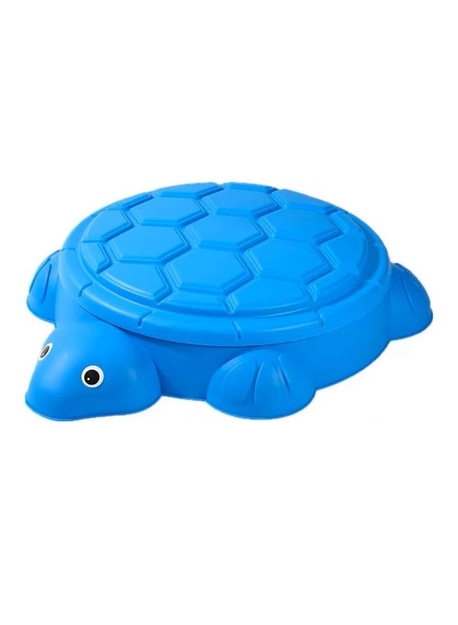 AL BADER ALBADER Kids Sandbox with Lid, 2-in-1 Sand and Water Play Table, Turtle Sand Play Box for Toddlers, Plastic Outdoor Indoor Garden Beach Sensory Toy, Kids Ball Pit Water Table (Blue) - Image 1