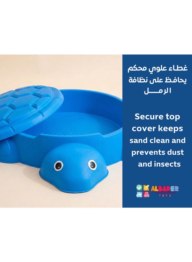 AL BADER ALBADER Kids Sandbox with Lid, 2-in-1 Sand and Water Play Table, Turtle Sand Play Box for Toddlers, Plastic Outdoor Indoor Garden Beach Sensory Toy, Kids Ball Pit Water Table (Blue) - Image 4