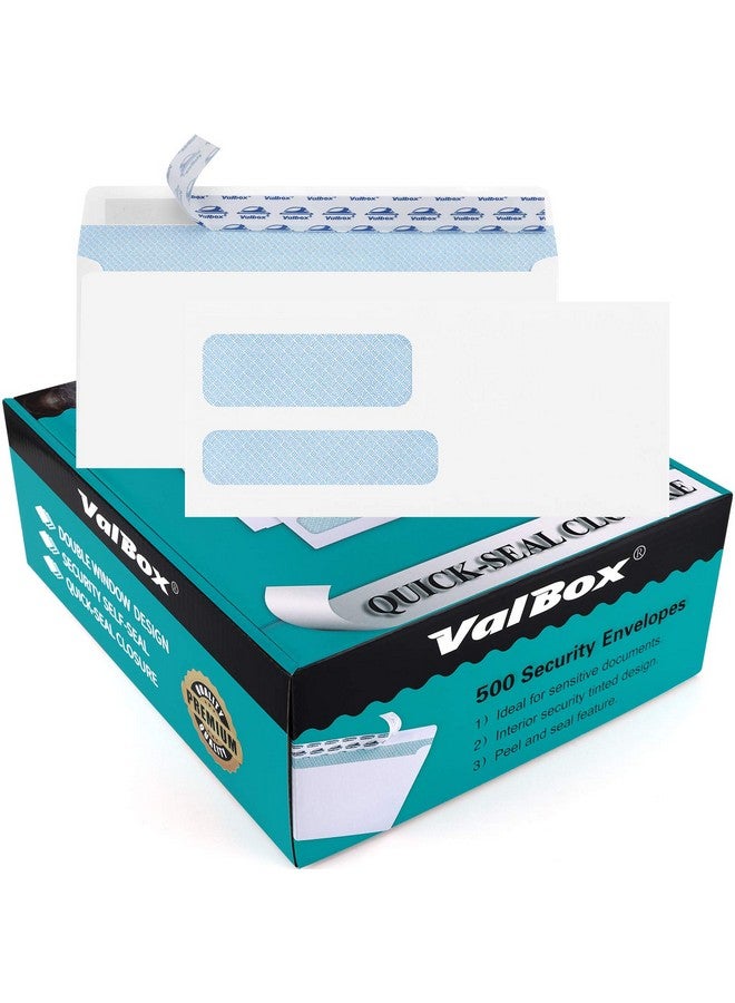 ValBox 500 Count 9 Self Seal Security Envelopes 37/8X87/8" Double Window Envelopes For Quickbooks Invoices Business Statements And Legal Documents - Image 1