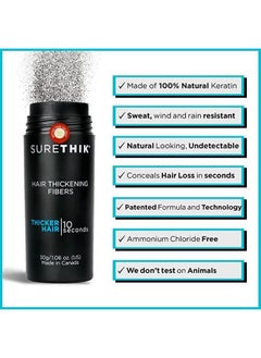 SureThik Hair Thickening Fibers - Natural - For Thicker Looking Hair - Hair Building Fibers- 15G (Black)  - Image 2