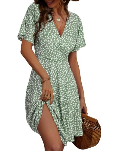 FENSACE Spring Dresses for Women 2025 Casual Empire Waist Green Bridal Shower Summer Outfits(Floral-32,X-Large) - Image 1