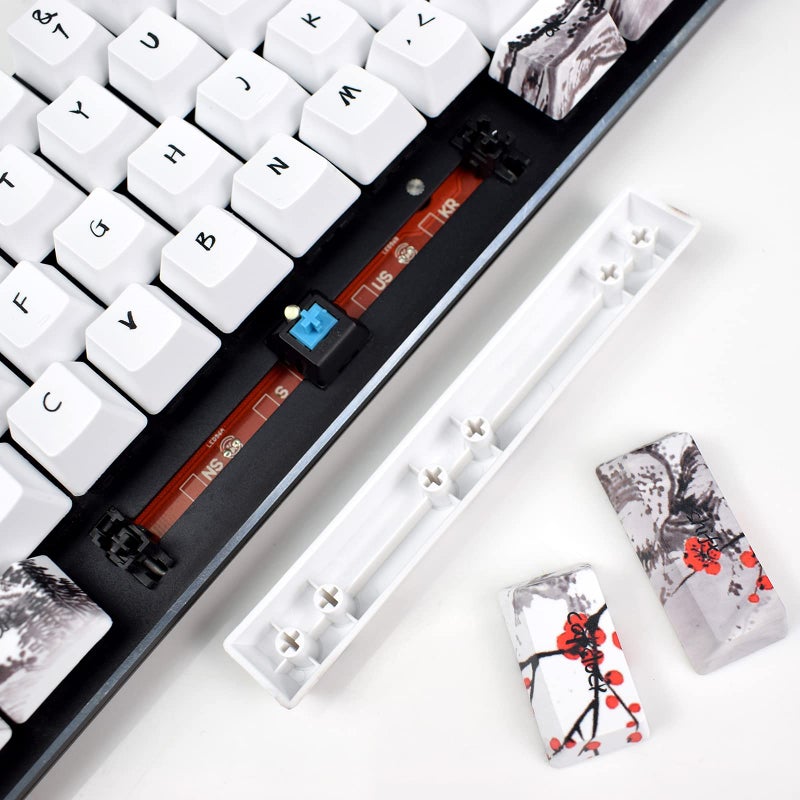 MOLGRIA Keycaps 71 Set for Gaming Mechanical Keyboard, Custom PBT OEM Profile Key caps Japanese Style with Keycap Puller for Cherry MX 71/61 60 Percent Keyboard(Plum Blossom) - Image 4