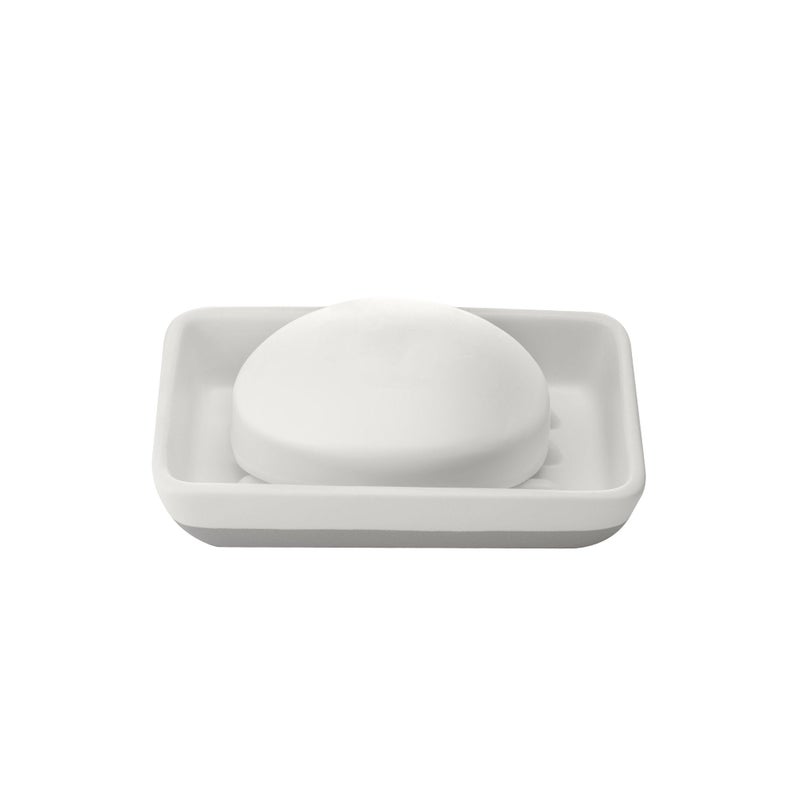 Full Circle Raise The Bar Ceramic Bathroom Soap Dish White
