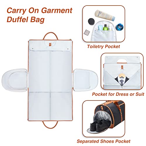 ZRSUN Carry On Garment Bag for Travel with Shoulder Strap, Convertible Duffel Suit Bag for Men, Waterproof Weekender Overnight Bag with Shoe Compartment, Business Trip Suit Carrier - Image 3
