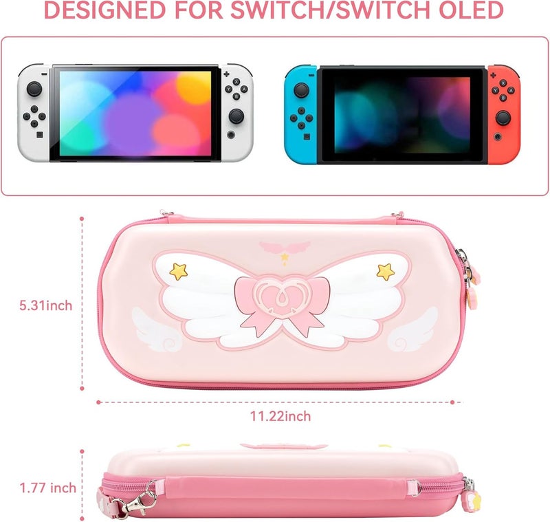 GeekShare حقيبة حمل GeekShare لجهاز Nintendo Switch/OLED - حقيبة سفر صلبة رفيعة محمولة للجهاز وملحقات الألعاب - سلسلة أجنحة النجوم - Image 3
