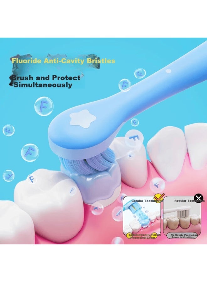 Combo Children's Toothbrush 1-2-3 Years Old Baby Soft Bristle Oral Cleaning Training Toothbrush C09-blue - Image 1