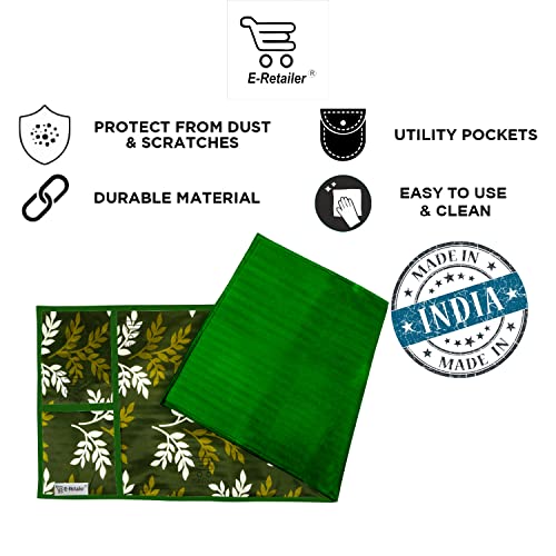 E-Retailer® Polyester 3-Layered Microwave Oven Top Cover With 4 Utility Pockets Suitable for Upto 30 Liter (Size-36x14 Inches,Green) - Image 4