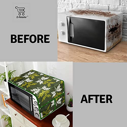 E-Retailer® Polyester 3-Layered Microwave Oven Top Cover With 4 Utility Pockets Suitable for Upto 30 Liter (Size-36x14 Inches,Green) - Image 5