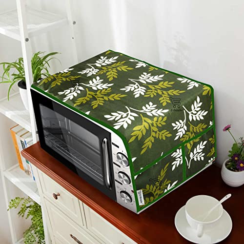 E-Retailer® Polyester 3-Layered Microwave Oven Top Cover With 4 Utility Pockets Suitable for Upto 30 Liter (Size-36x14 Inches,Green) - Image 1