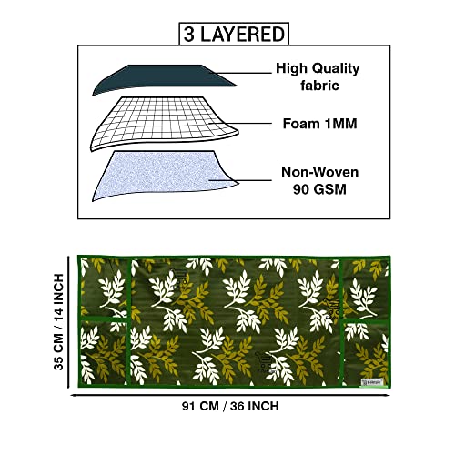 E-Retailer® Polyester 3-Layered Microwave Oven Top Cover With 4 Utility Pockets Suitable for Upto 30 Liter (Size-36x14 Inches,Green) - Image 3
