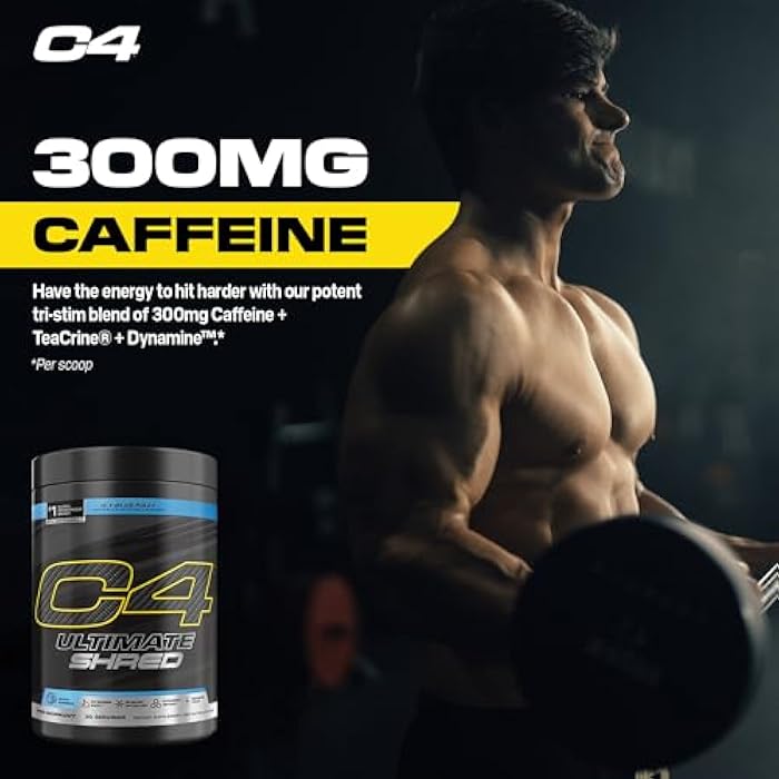 C4 Cellucor C4 Ultimate Shred Pre Workout Powder, Fat Burner for Men & Women, Weight Loss Supplement with Ginger Root Extract, Icy Blue Razz, 20 Servings - Image 5