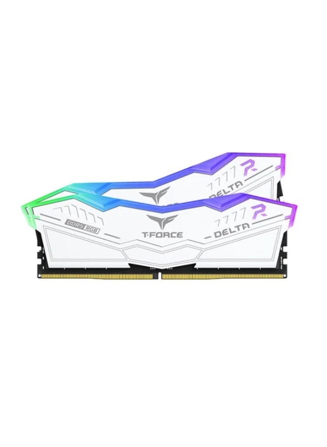 تيم غروب ذاكرة مكتبية TEAMGROUP T-FORCE DELTA RGB, سعة 64GB (2X32GB) , سرعة 6000 ميجاهرتز DDR5, التوقيت CL38, متوافقة مع Intel XMP 3.0, AMD EXPO - أبيض - Image 2