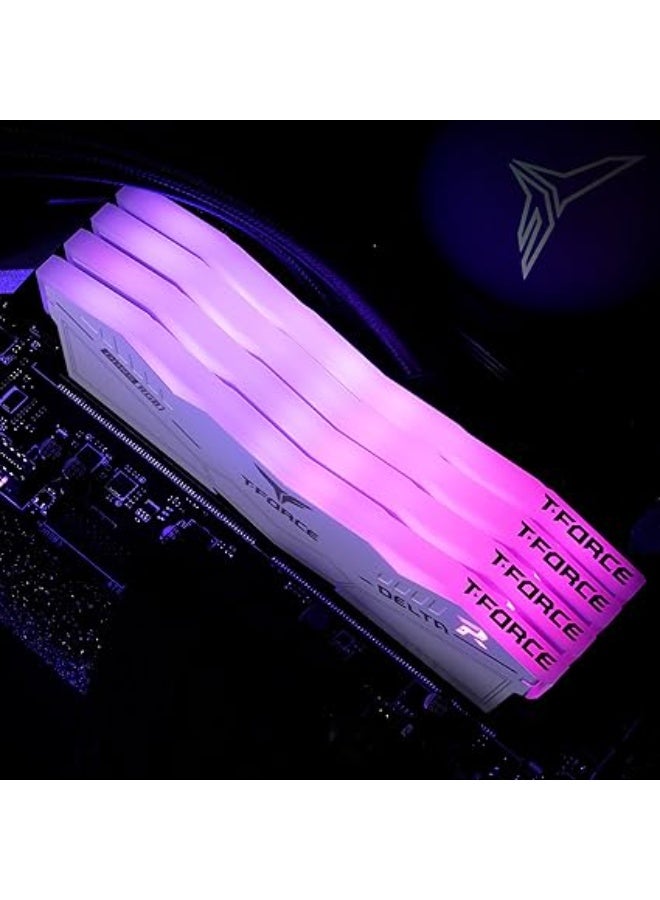 تيم غروب ذاكرة مكتبية TEAMGROUP T-FORCE DELTA RGB, سعة 64GB (2X32GB) , سرعة 6000 ميجاهرتز DDR5, التوقيت CL38, متوافقة مع Intel XMP 3.0, AMD EXPO - أبيض - Image 4