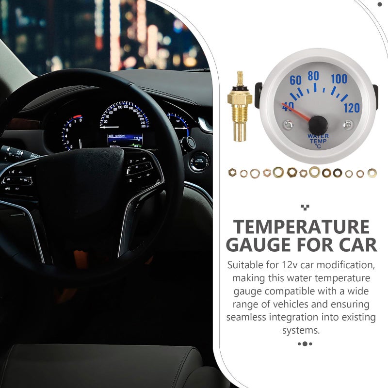 Mechanical Water Temperature Gauge 12v with Glass and White LED Pointer for Car Truck Automotive Interior Accessories - Image 4