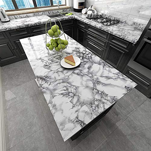 WALLTON White Grey Marble Wall Decal Top Peel and Stick Door Wardrobe Self Adhesive for Cupboard Door/Almirah/Fridge/Tabletop/Wall, Floor - 16x48.2 Inches - Image 5