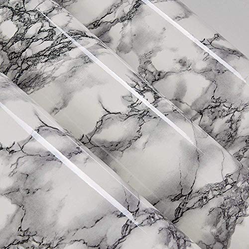 WALLTON White Grey Marble Wall Decal Top Peel and Stick Door Wardrobe Self Adhesive for Cupboard Door/Almirah/Fridge/Tabletop/Wall, Floor - 16x48.2 Inches - Image 2