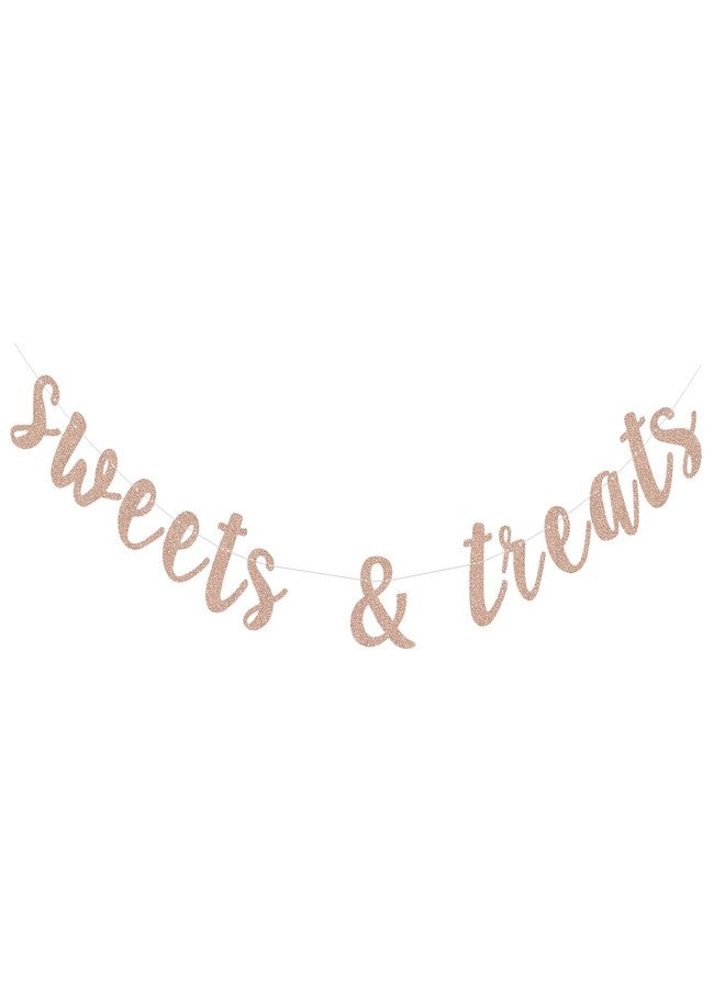 Giuffi Sweets & Treats Banner for Engagement Bridal Shower Wedding Birthday Party Decorations Paper Sign - Rose Gold - Image 2