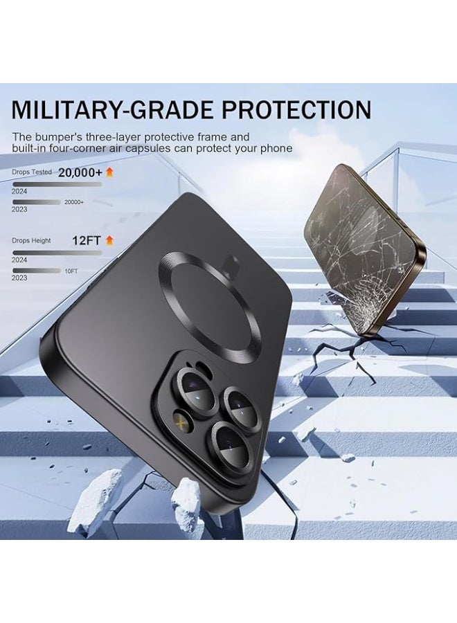 Compatible with Magnetic for iPhone 12 Pro Case [Compatible with MagSafe][Built-in Camera Lens Protector] Slim Soft Silicone Bumper Shockproof Metallic Luster Phone Case (Black) - Image 5