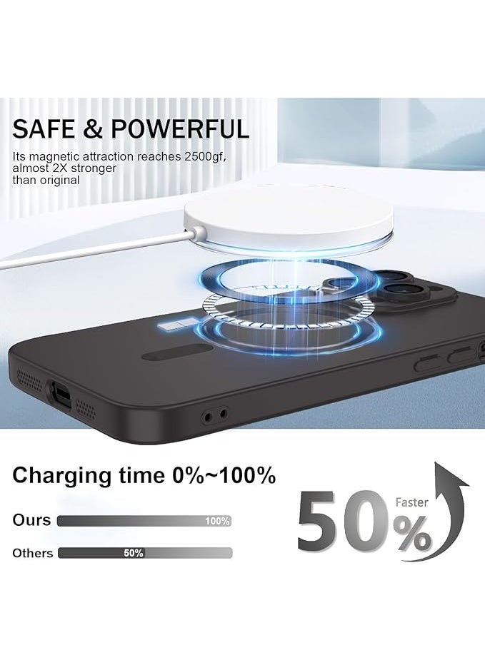 Compatible with Magnetic for iPhone 12 Pro Case [Compatible with MagSafe][Built-in Camera Lens Protector] Slim Soft Silicone Bumper Shockproof Metallic Luster Phone Case (Black) - Image 3