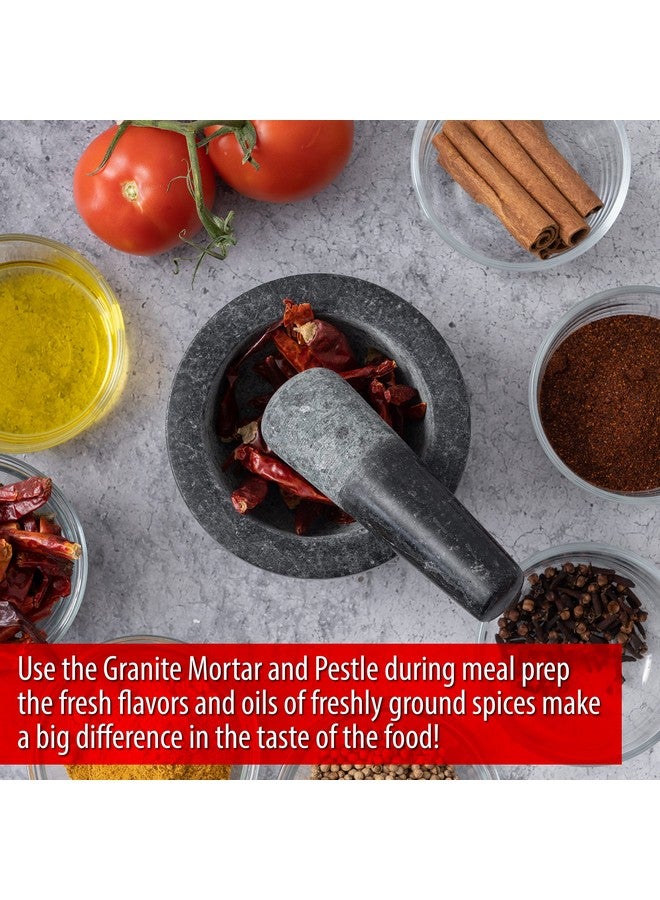 Maxam Maxam Mortar and Pestle Set - 5 Inch - Heavy Natural Granite Spice Grinder Bowl, Herb Crusher, Make Fresh Guacamole at Home  - Image 3