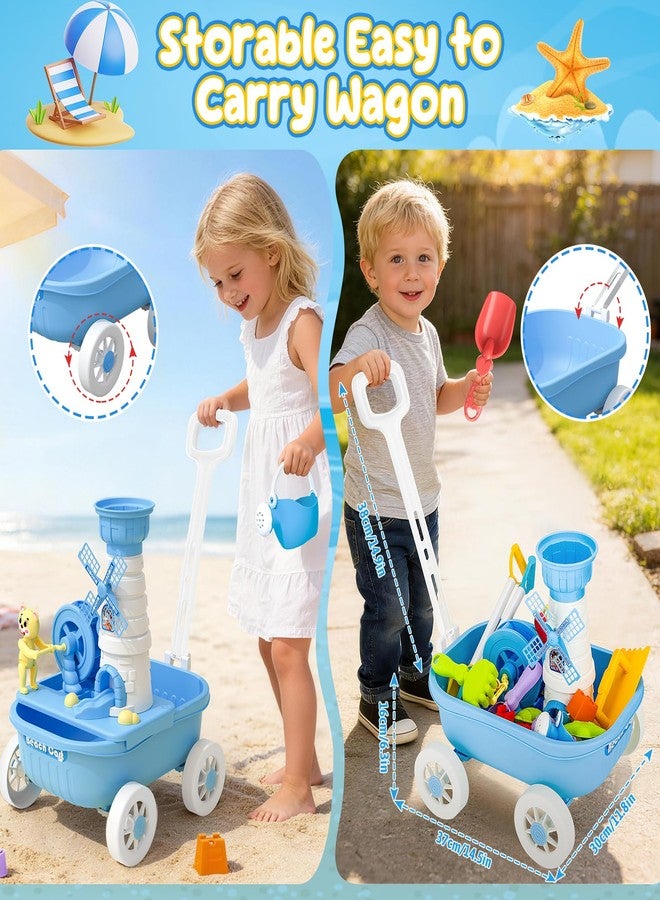 deAO Beach Toys for Kids 21 Pcs Sand Toys Set Includes Wagon Water Wheel Beach Tool Kit Watering Can Molds Summer Gifts for Toddlers Ages 3-12 - Image 5