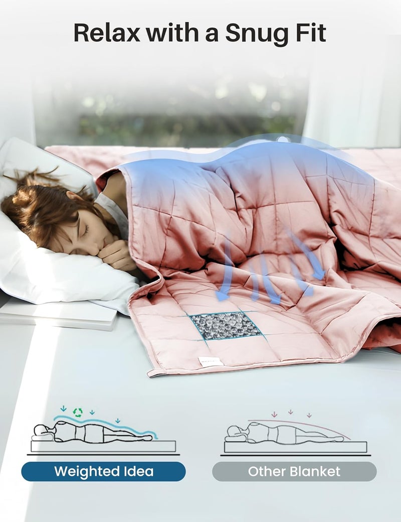 Weighted Idea Weighted Blankets for Adults (Coral Pink,48"x72",20lbs) Breathable Twin Blanket with Premium Glass Beads Heavy Soft Throw Blanket for All-Season - Image 4