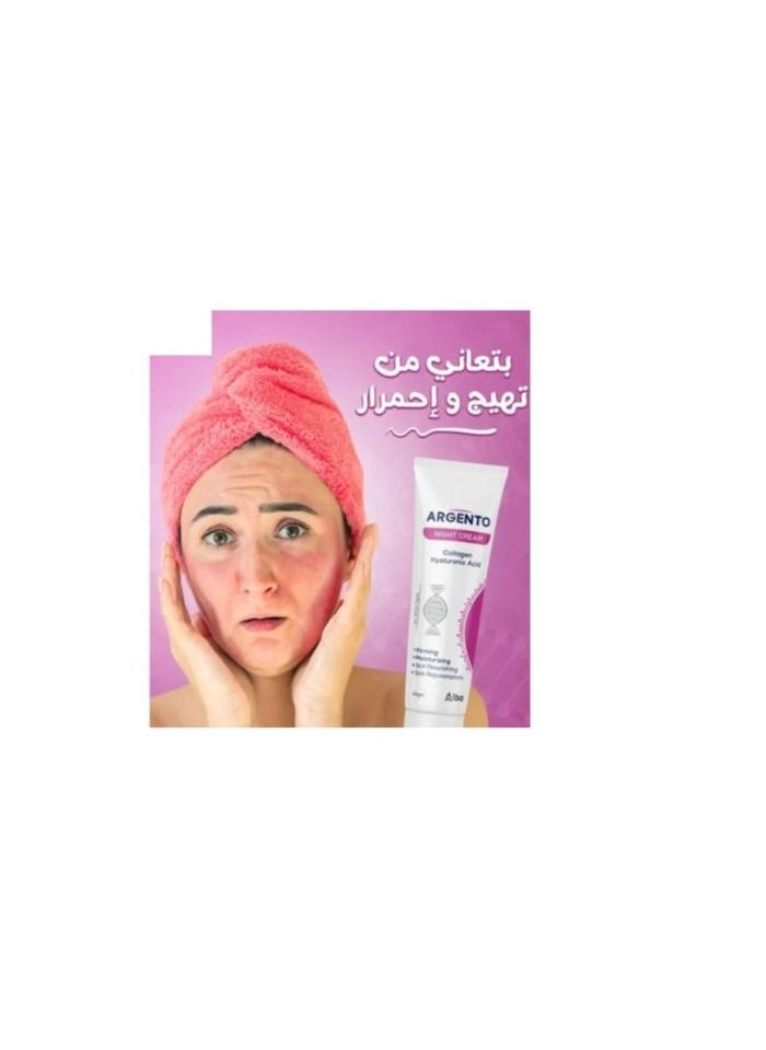 ARGENTO Night Cream Collagen & Hyaluronic Acid 60gm  - Image 3