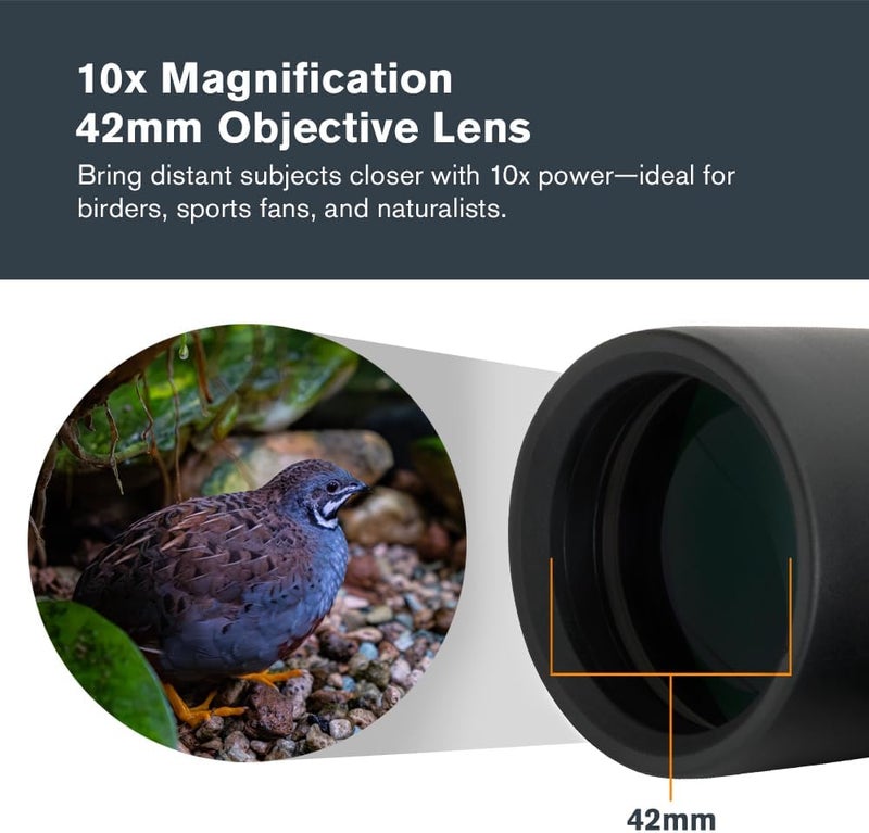 Celestron Outland X 10x42 Binoculars Waterproof & Fogproof Binoculars Full-Size Binoculars for Adults with 10x Magnification Multi–Coated Optics and BaK–4 Prisms Protective Rubber Armoring - Image 3