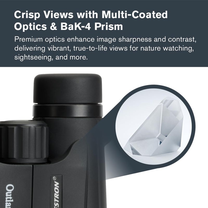 Celestron Outland X 10x42 Binoculars Waterproof & Fogproof Binoculars Full-Size Binoculars for Adults with 10x Magnification Multi–Coated Optics and BaK–4 Prisms Protective Rubber Armoring - Image 4