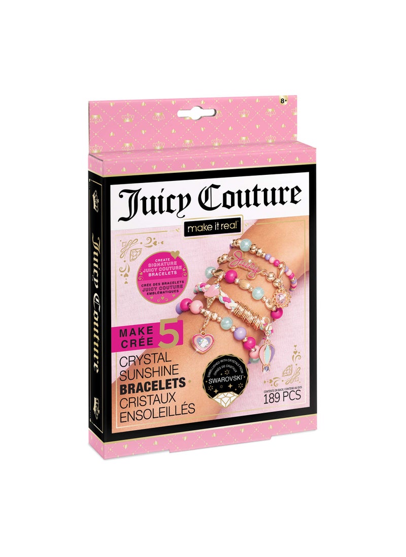 Make It Real Make It Real - Juicy Couture Mini Crystal Sunshine - DIY Charm Bracelet Making Kit - Friendship Bracelet Kit with Swarovski Crystal Charms - Arts & Crafts Bead Kit for Girls - Makes 5 Bracelets  - Image 1