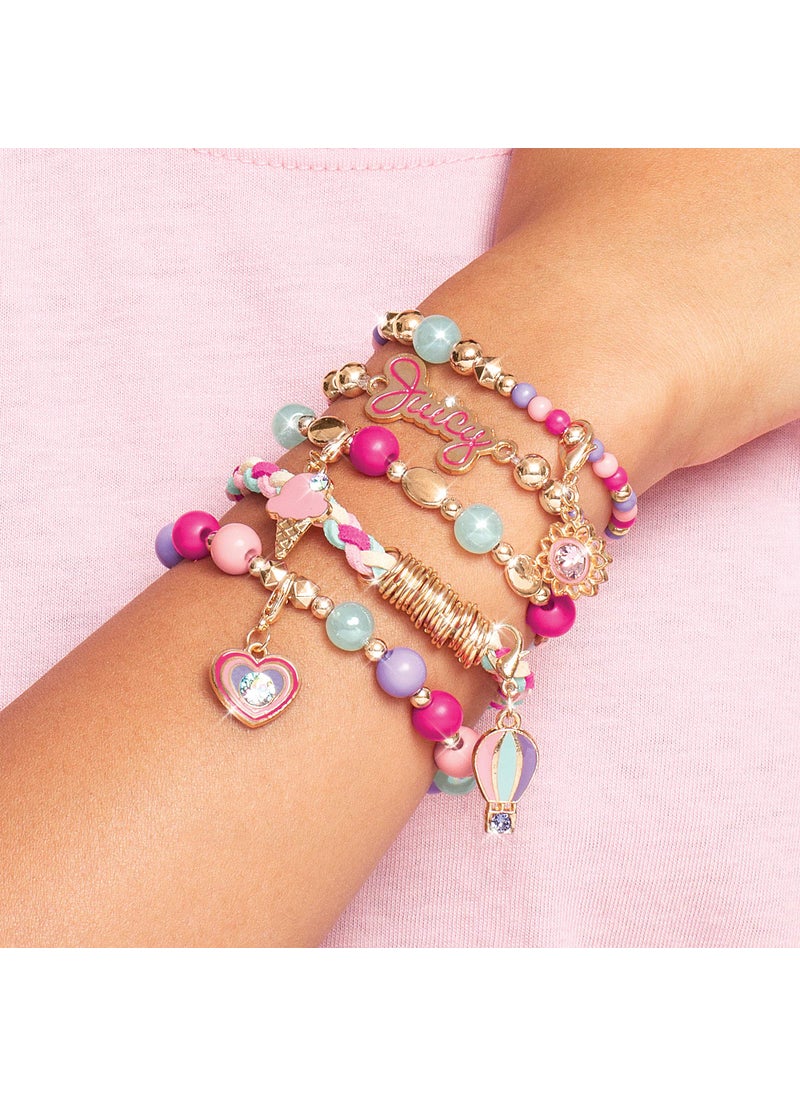 Make It Real Make It Real - Juicy Couture Mini Crystal Sunshine - DIY Charm Bracelet Making Kit - Friendship Bracelet Kit with Swarovski Crystal Charms - Arts & Crafts Bead Kit for Girls - Makes 5 Bracelets  - Image 4
