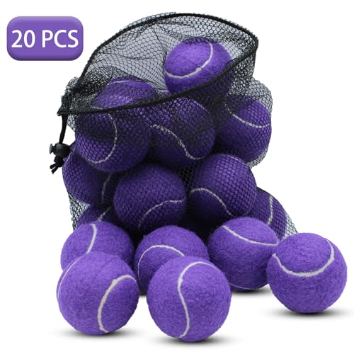 SHYUJAJIE Tennis Balls 20 Pack Training Tennis BallsHigh Elasticity Practice Tennis for Beginner Exercise Playing Balls for Pet Dog Purple - Image 3