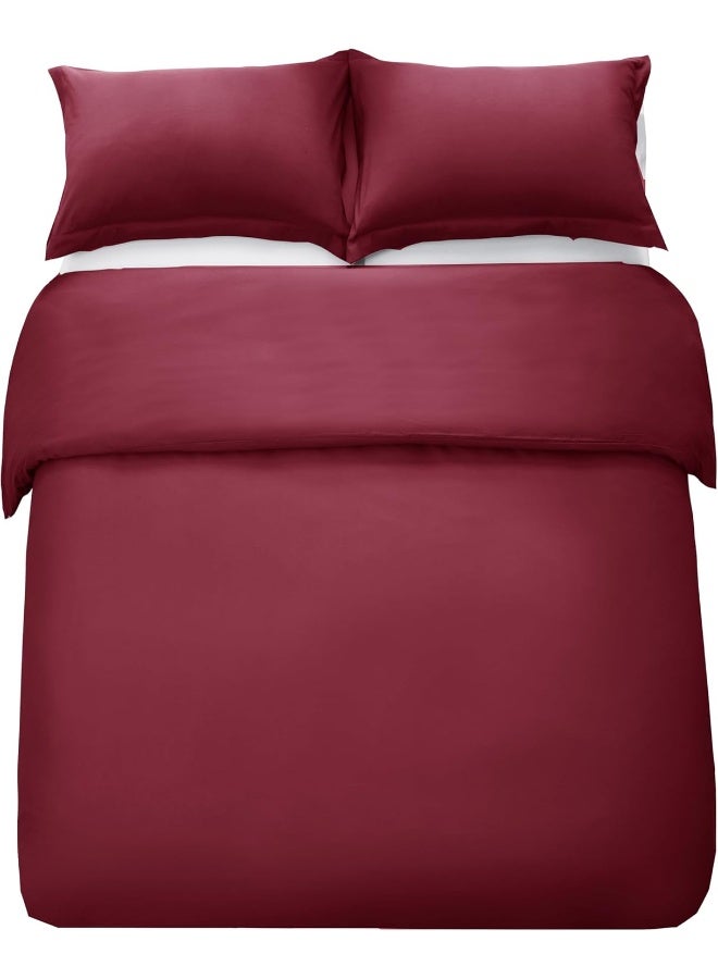 PanaX Bedding Duvet Cover Double Size Set- 1Pieces Duvet Cover 170X220Cm / 2Pieces-Pillow Shams 50X75Cm (Burgandy, Double) - Image 2