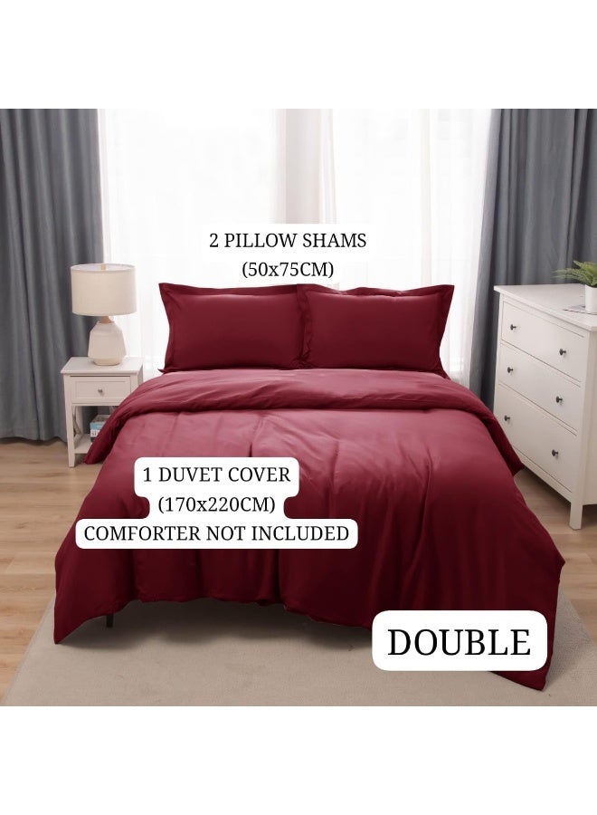 PanaX Bedding Duvet Cover Double Size Set- 1Pieces Duvet Cover 170X220Cm / 2Pieces-Pillow Shams 50X75Cm (Burgandy, Double) - Image 3