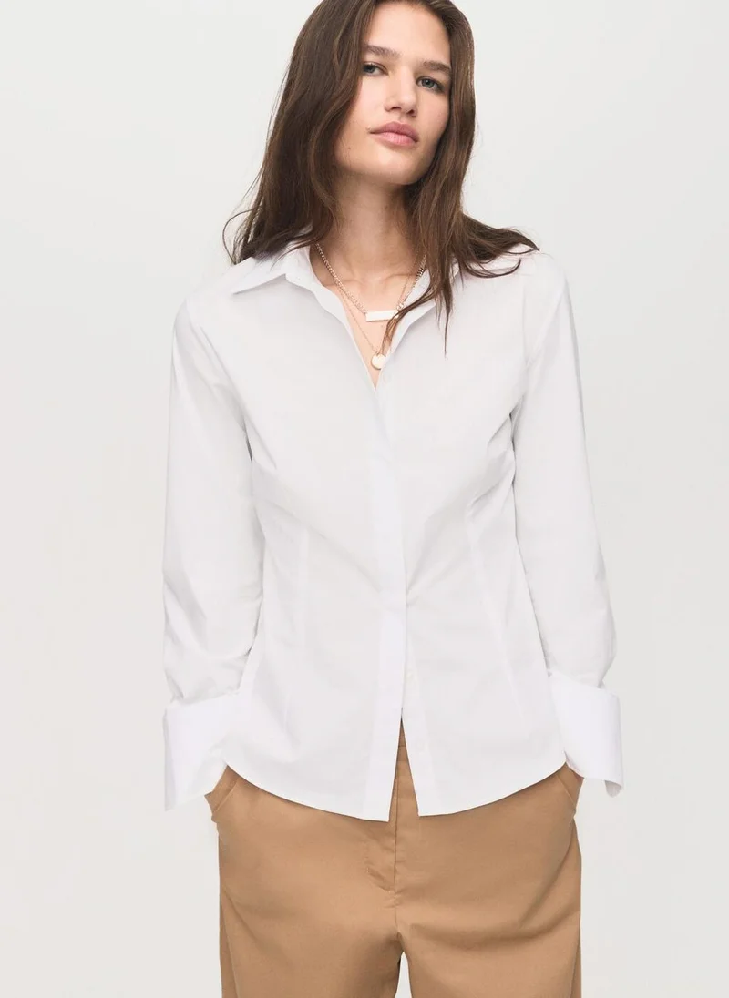 مانجو Slim-fit poplin shirt