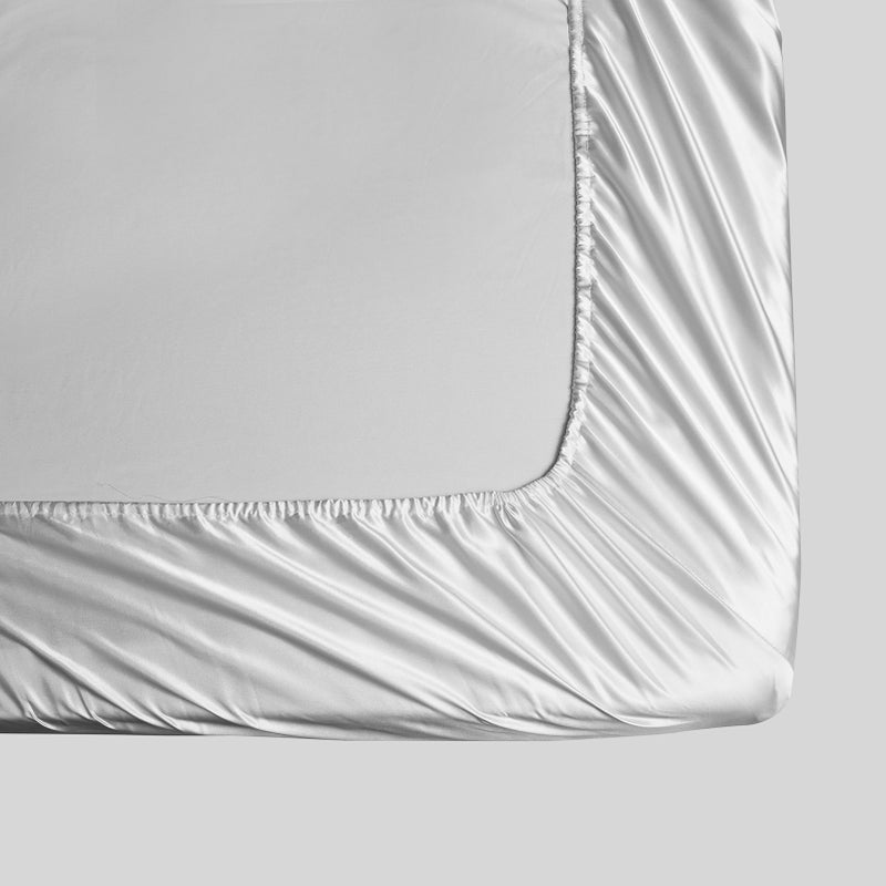 Bedding Four Piece Set Household European and American Solid Color One Piece Imitation Silk Bed Sheet Pillowcase QUEEN - Image 3