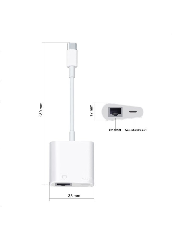 Applicable To Type-c To RJ45 100 M Network Card OTG Adapter Cable USB-C Notebook To Network Card Ethernet-Color:1 M Network Card-ABS Shell - Image 2