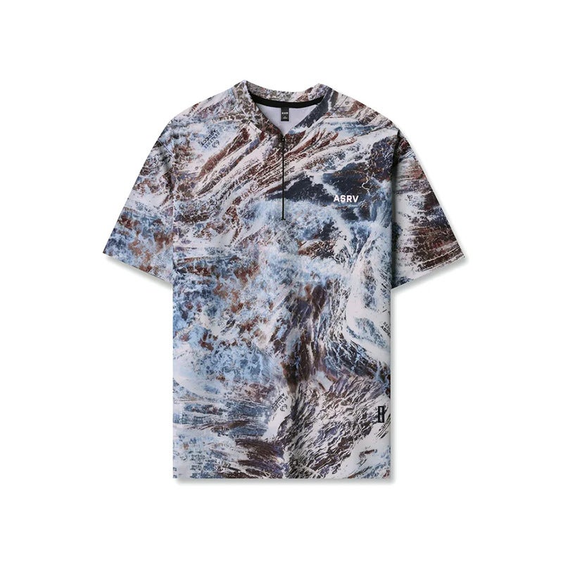 Asrv Men''s Summer T-Shirt Short-Sleeved Men''s Youth Loose-Fitting Round Neck Seamless Zipper Quick-Drying Sports T-Shirt for Men