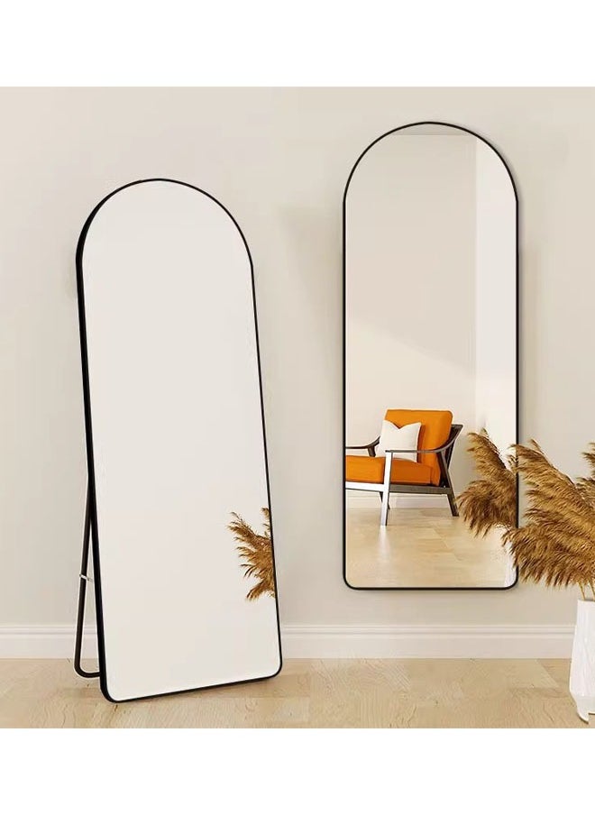 Arabest - Mirror Full Length 150Cm-40Cm Arched Aluminum Alloy Large Standing Dressing Mirror Hanging Leaning Against Wall Mounted Mirror With Stand For Bedroom Locker Room Living Room Black - Image 1