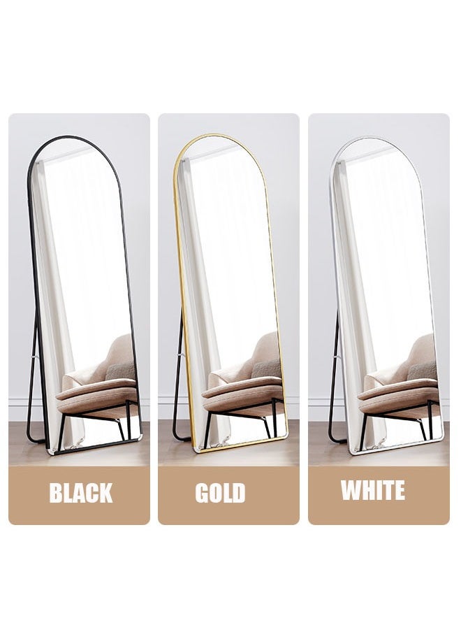 Arabest - Mirror Full Length 150Cm-40Cm Arched Aluminum Alloy Large Standing Dressing Mirror Hanging Leaning Against Wall Mounted Mirror With Stand For Bedroom Locker Room Living Room Black - Image 1