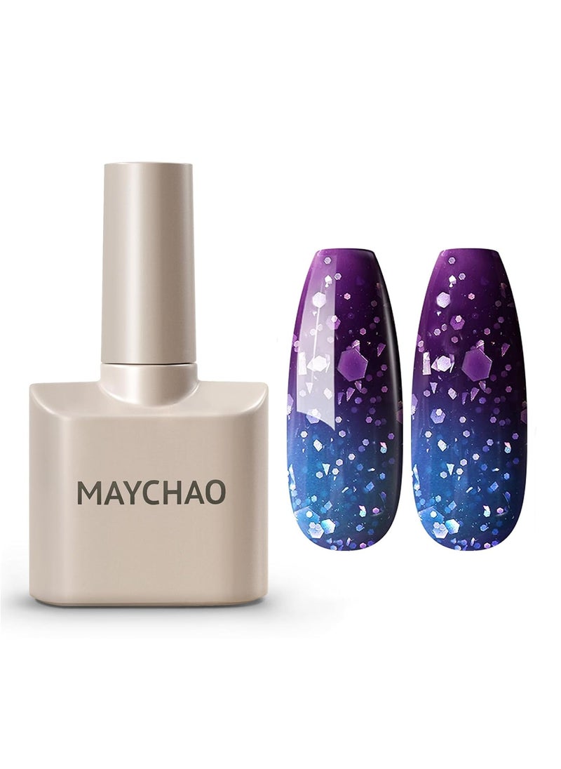 MAYCHAO MAYCHAO 15ML Color Changing Gel Nail Polish 1Pc Sea Blue-Purple Temperature Change Gel Polish Soak Off Nail Polish Nail Art Manicure Salon DIY Gifts at Home, 0.5 OZ 