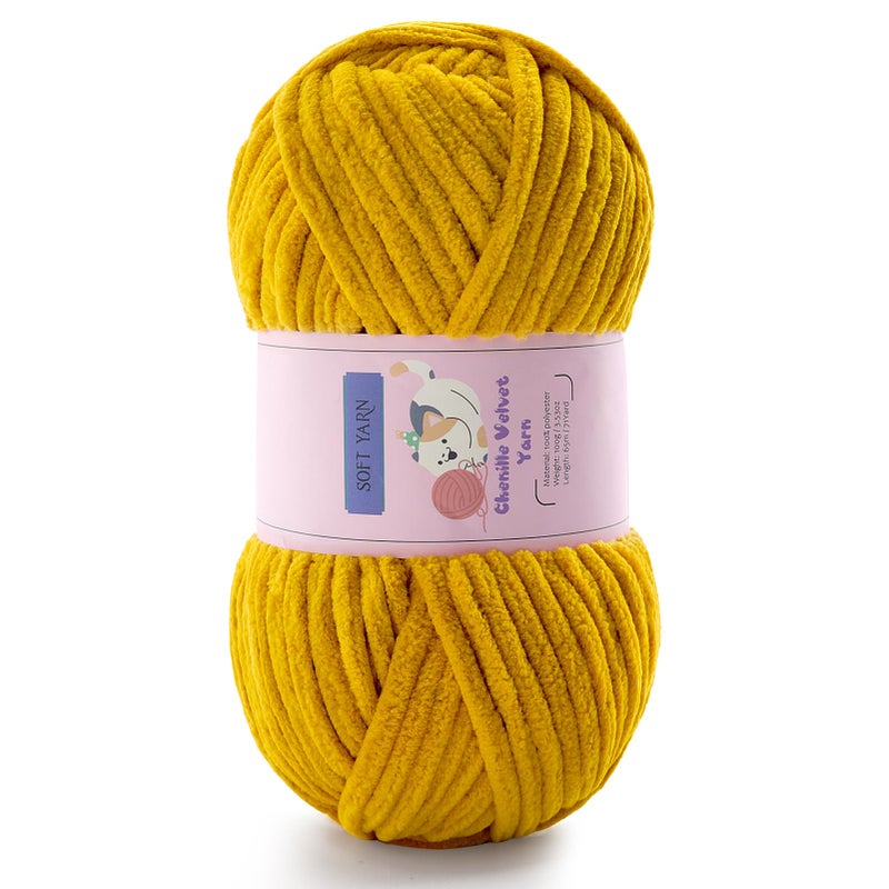 Mooaske Chunky Yarn for Crocheting - Chenille Yarn for Knitting - Bulky Blanket Yarns for Crocheting Blankets Amigurumi Craft Hat Shoes, Plush Fluffy Soft Yarns 71 yds/3.5 oz Each Skein(Turmeric) - Image 1
