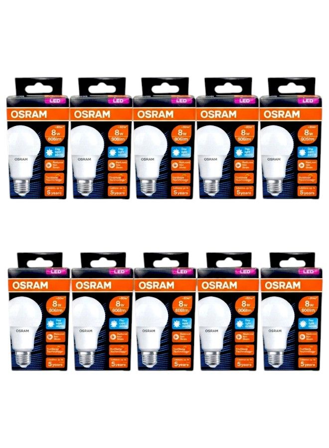 OSRAM LED Bulb Pack 8W Daylight 6500K 806 Lumens 10 Pieces - Image 1